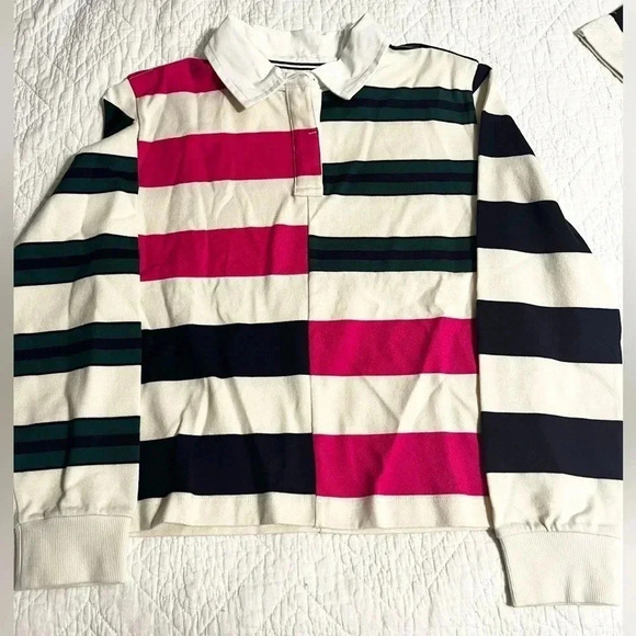 Vineyard Vines Polo Shirt Girls Rugby Pink Green Long Sleeve NWT Size XL - Picture 1 of 11